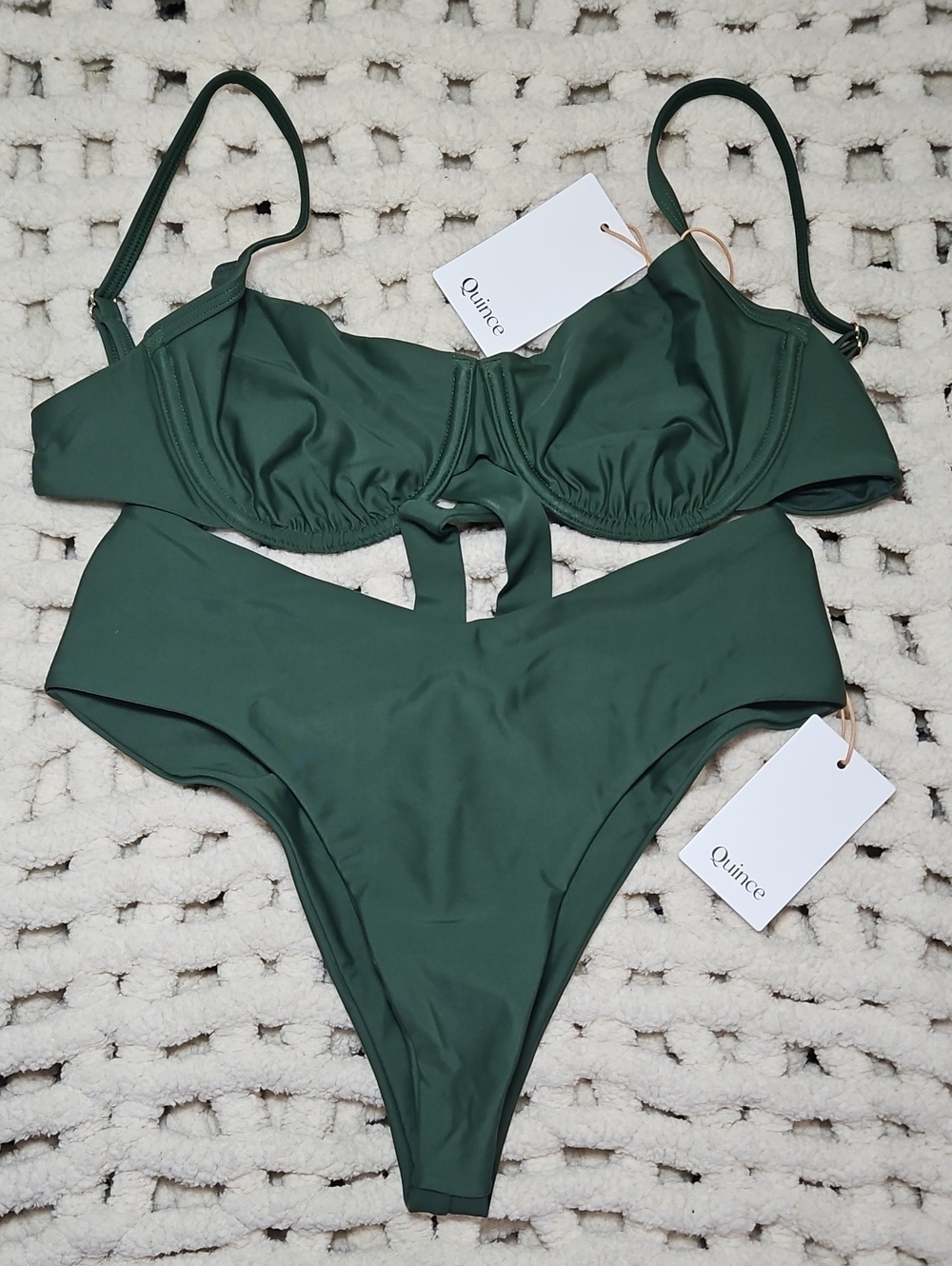 Quince Women's Palm Green Two-Piece Bikini Swimsuit Set Medium New